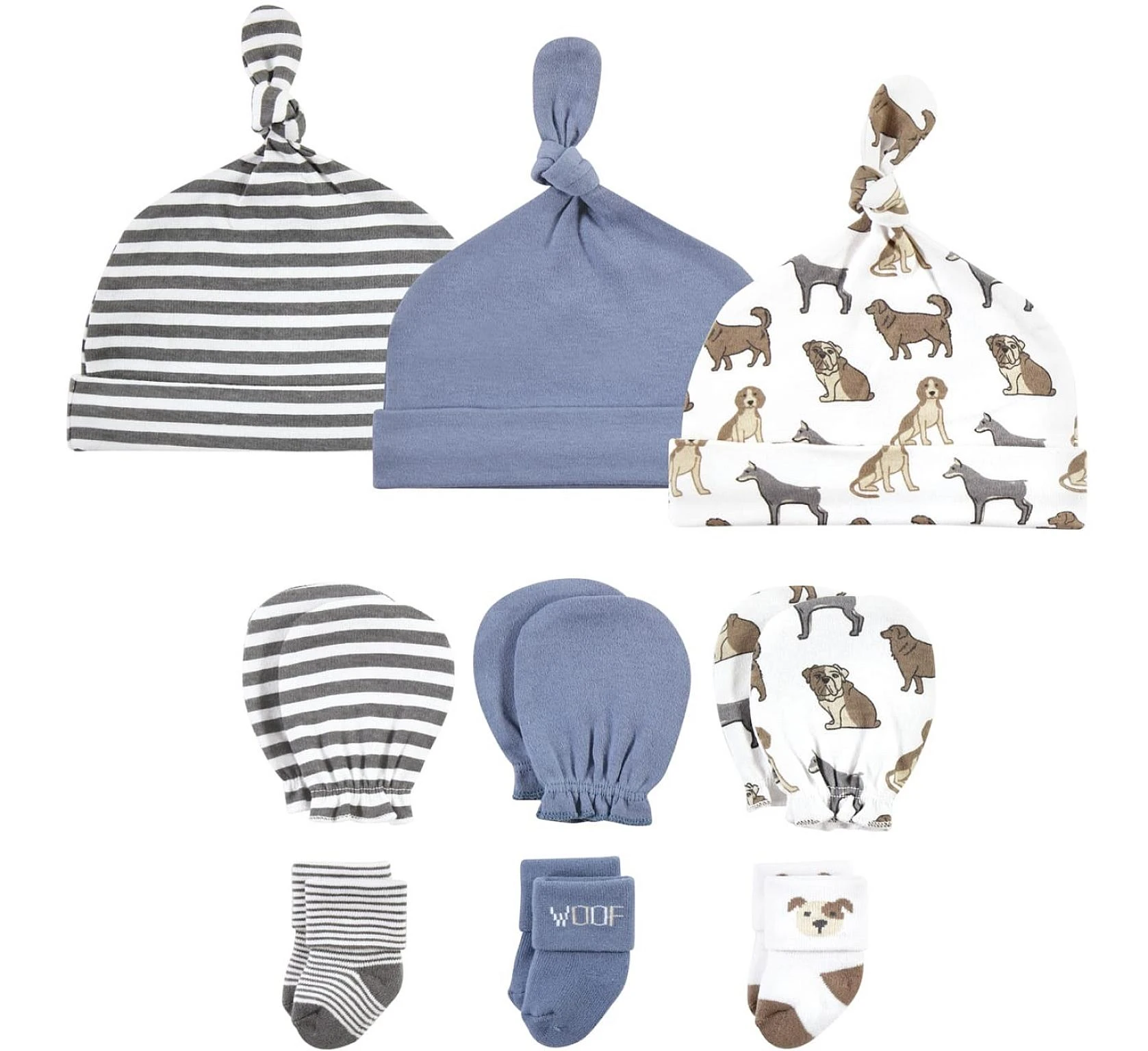 Baby Hat, Mittens, and Socks Set - 9 Pieces